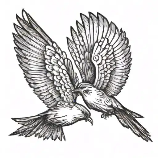 two bird flying tattoo design idea