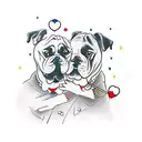 father and son bulldog representing the bond of a boy and his dad. would like to have the Italian colors tattoo design idea