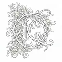 Hidden Initials C + R tattoo design idea