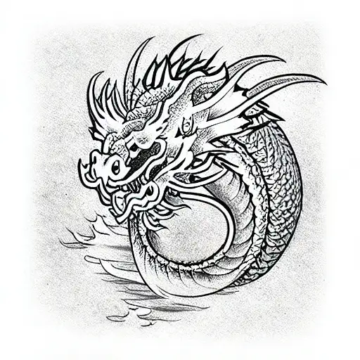 Dragon Tattoo Traditional Flowers PNG  SVG Design For TShirts