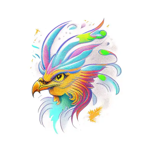 Phoenix head tattoo design idea