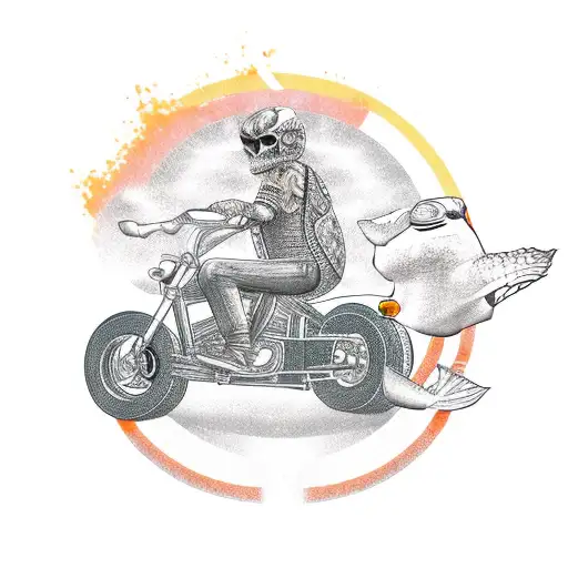 Orange County chopper motorcycle + nonja turtle tattoo design idea
