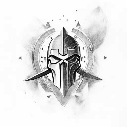 spartan with skull tattoo design idea