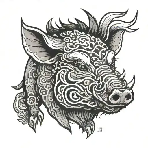 wild boar face tattoo design idea