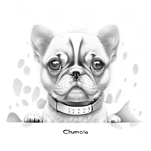 chamomile with dog's paw tattoo design idea