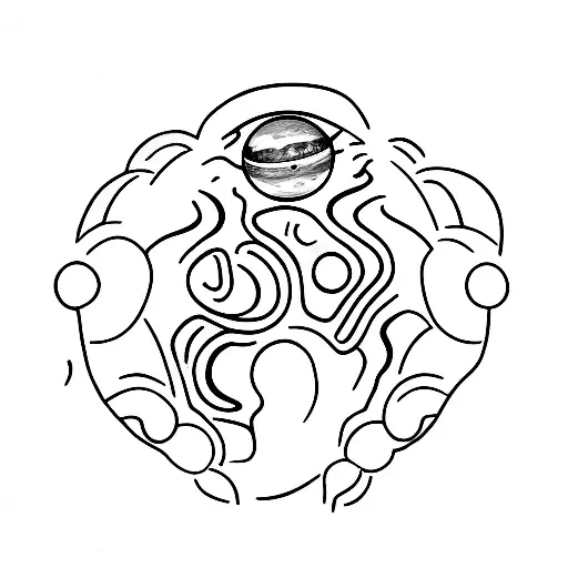 ampulheta coracao cerebro figura pensante astronalta planets tattoo design idea