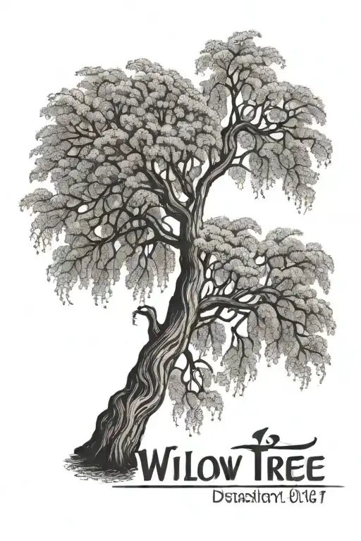willow tree branch with name willow tattoo design idea