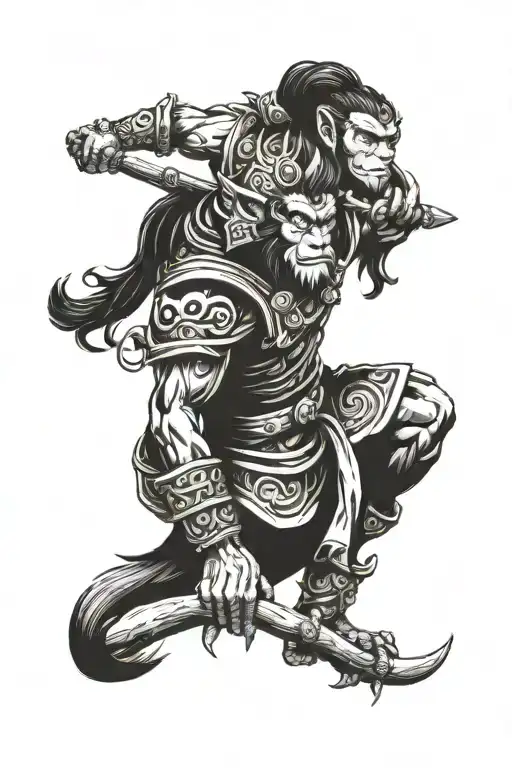 monkey king tattoo design idea