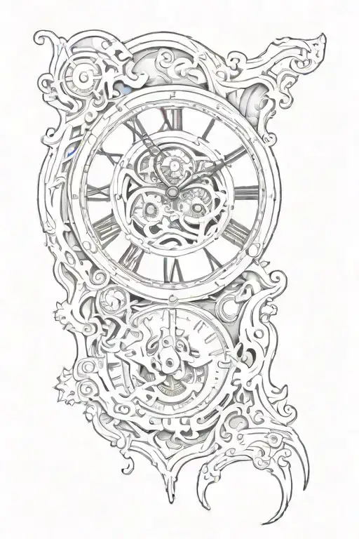 clock melting tattoo design idea