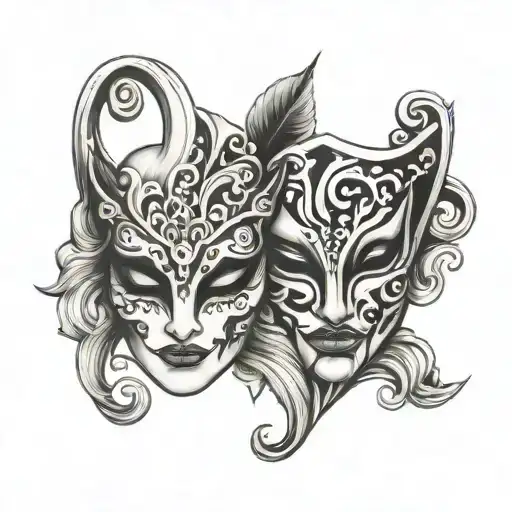 drama masks emerging tattoo design idea