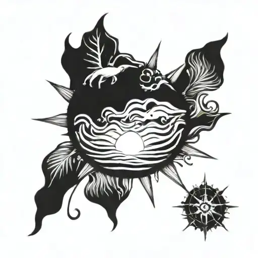 soleil encre de marine tattoo design idea