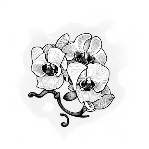 orchid mix with gore and gothic tattoo design idea