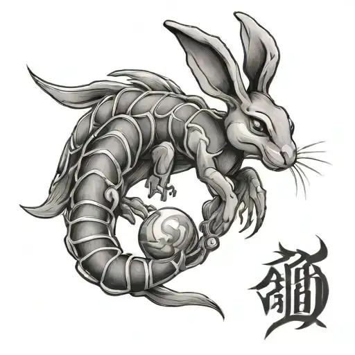 a Scorpio and year of the rabbit born child tattoo design idea