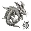 a Scorpio and year of the rabbit born child tattoo design idea