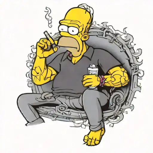homer simpson smoking a joint tattoo design idea