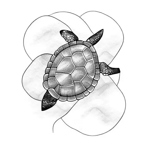 A turtle swimming in a sea of perseverance tattoo design idea