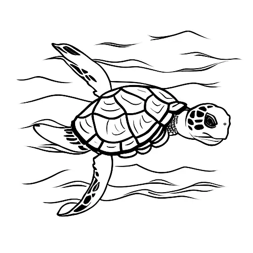 A turtle swimming in a sea of perseverance tattoo design idea
