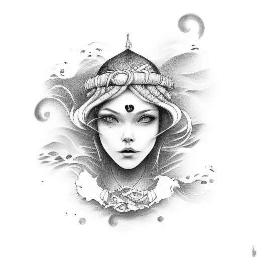 A free-spirited soul embracing the waves of dedication and delivery tattoo design idea