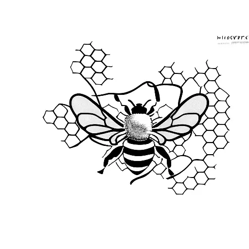 bee with honeycomb tattoo design idea