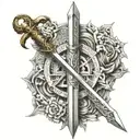 Fibonacci and knight templar sword honor tattoo design idea