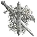 Fibonacci and knight templar sword honor tattoo design idea