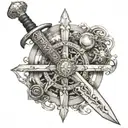 Fibonacci and knight templar sword honor tattoo design idea