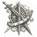 Fibonacci and knight templar sword honor tattoo design idea