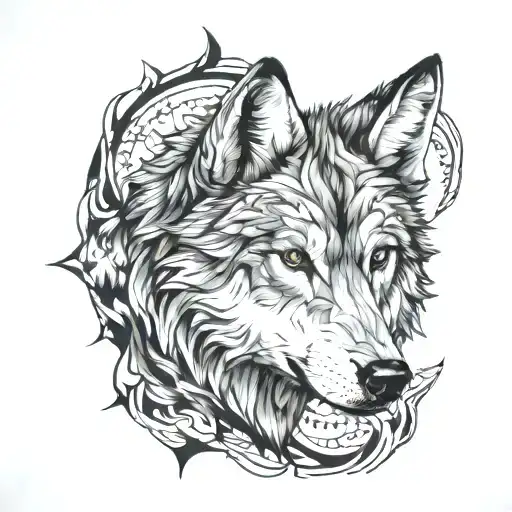wolf with meaningfull personal tattoo tattoo design idea