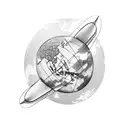 A vintage airplane flying over a heart-shaped globe, surrounded by roses and dog paw prints tattoo design idea