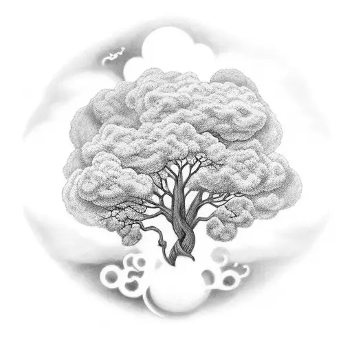 Tree of Life clouds tattoo design idea