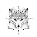 A dotwork mandala with a fox head at the center, symbolizing the balance between struggle and triumph tattoo design idea