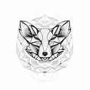 A dotwork mandala with a fox head at the center, symbolizing the balance between struggle and triumph tattoo design idea