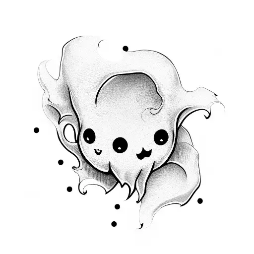 cute cartoon ghost tattoo design idea