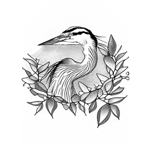 blue heron on a lemon tree tattoo design idea