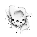 cute cartoon ghost tattoo design idea