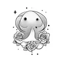 cute cartoon ghost tattoo design idea