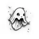 cute cartoon ghost tattoo design idea