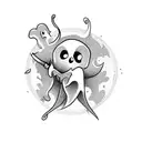cute cartoon ghost tattoo design idea