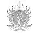 flaming lemon tree tattoo design idea