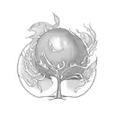 flaming lemon tree tattoo design idea