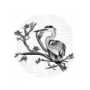 blue heron on a lemon tree tattoo design idea