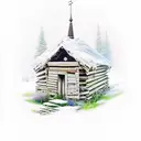 Topic: Slavic paganism. with elements of graffiti on an old abandoned Russian hut tattoo design idea