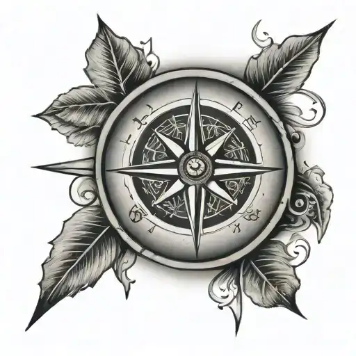 A tattoo of a compass with a heart at the center, symbolizing the guiding force of love in navigating through life's cha tattoo design idea