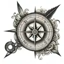 A tattoo of a compass with a heart at the center, symbolizing the guiding force of love in navigating through life's cha tattoo design idea