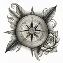 A tattoo of a compass with a heart at the center, symbolizing the guiding force of love in navigating through life's cha tattoo design idea