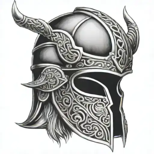 Viking helmet tattoo design idea