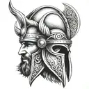 Viking helmet tattoo design idea
