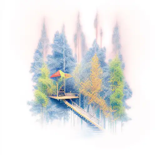 books and white birch trees tattoo design idea