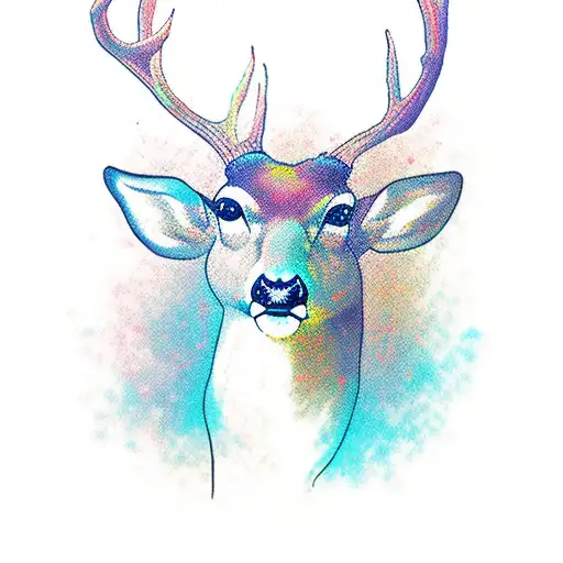 deer head in full color  tattoo design idea