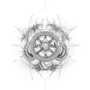 wheel with flames tattoo design idea